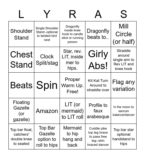 Lyra Bingo Card