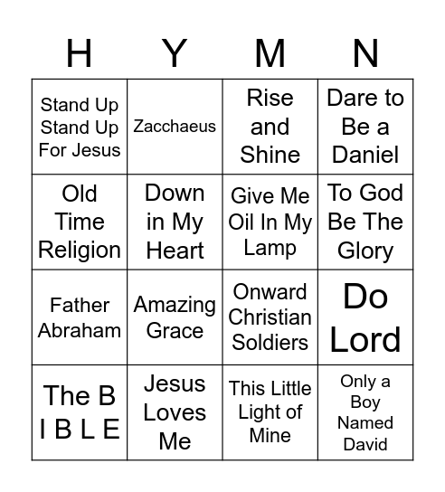 Sing That Hymn! Bingo Card