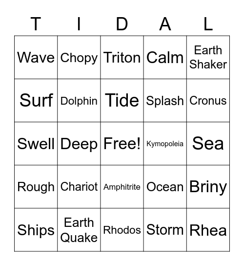 Poseidon Bingo Card