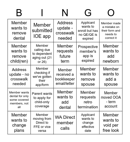 Direct LOB Bingo Card