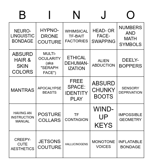 GLORIOUS IMPERIAL MARTIAN BINJO CARD Bingo Card