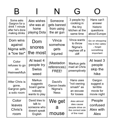 Yuh Bingo Card
