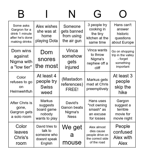 Yuh Bingo Card
