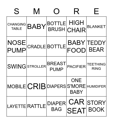 CAMP BABY DRUMGO Bingo Card