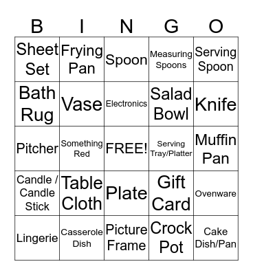 Christine's Bridal B-I-N-G-O Bingo Card