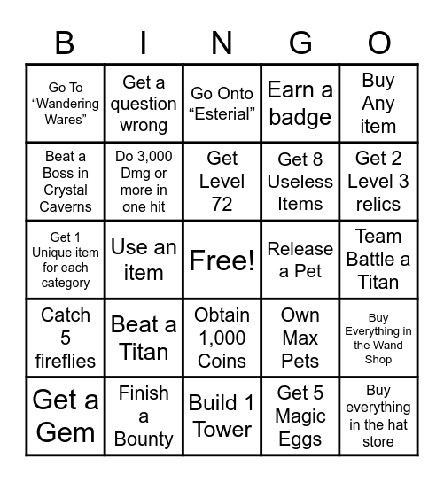 Prodigy Bingo Card