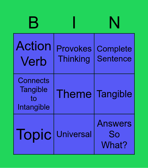 THEME BINGO Card