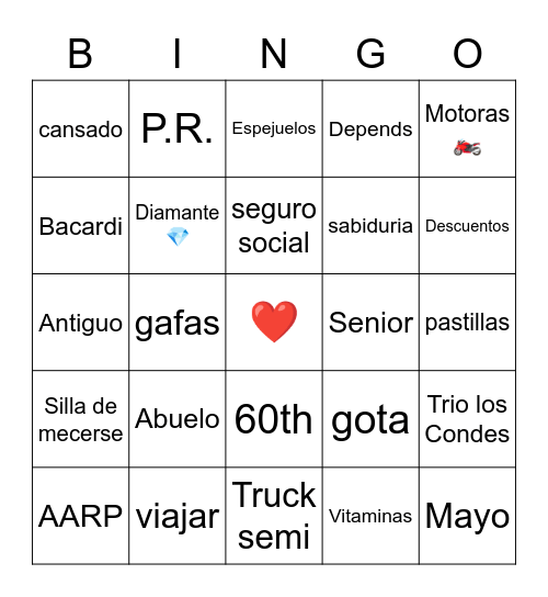 Milton’s 60th Bingo Card