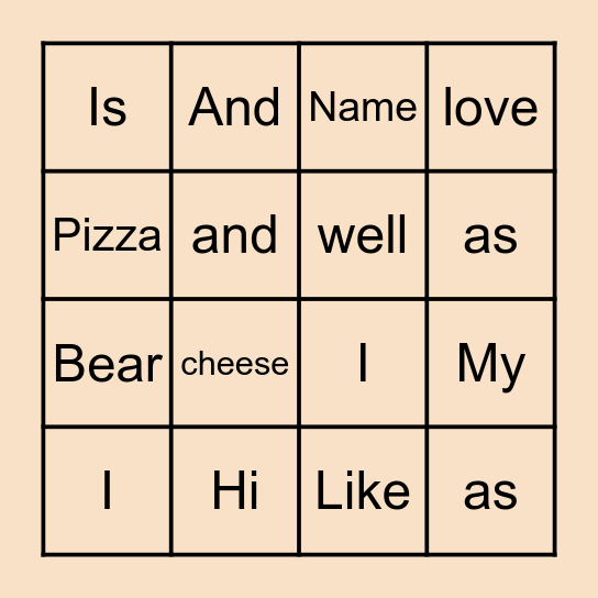 Test Bingo Card