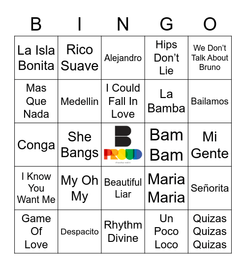 Latin Flavor Bingo Card