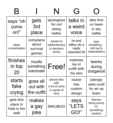 Ranboo MCC Bingo Card
