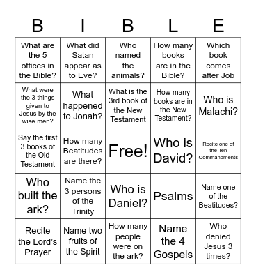 Get to know the Bible Bingo Card