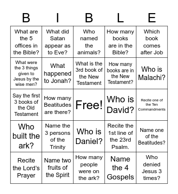 Get to know the Bible Bingo Card