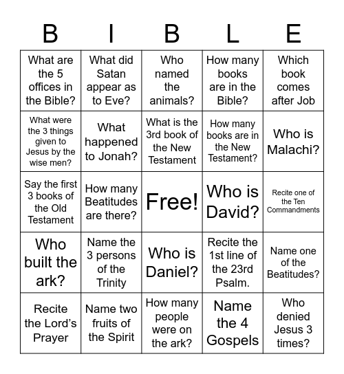 Get to know the Bible Bingo Card