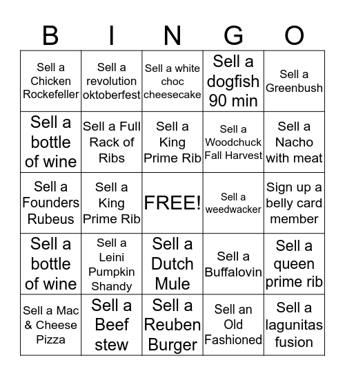 Server Bingo Card