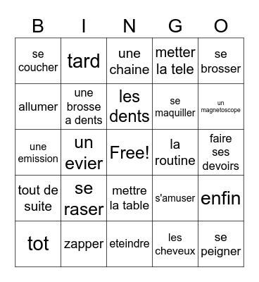 French Chapter 12 Bingo Card