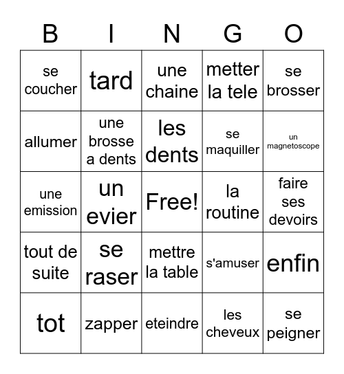 French Chapter 12 Bingo Card