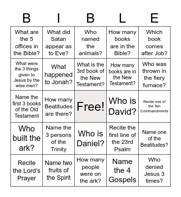 Get to know the Bible Bingo Card