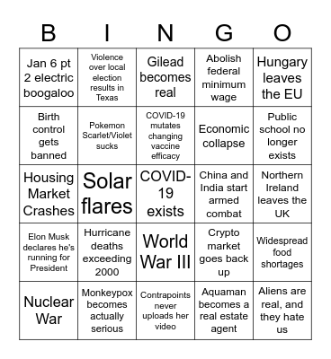 Apocalypse Bingo Card
