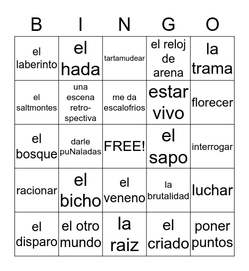 El Laberinto del Fauno Bingo Card