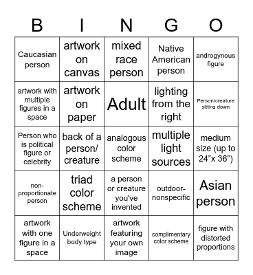 Formal Qualities Bingo Card