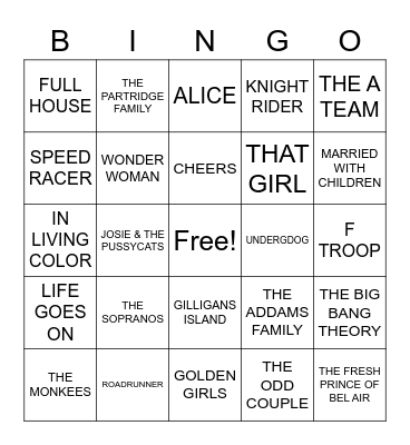 TV THEME SONGS Bingo Card