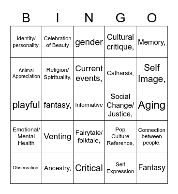 Conceptual Bingo Card