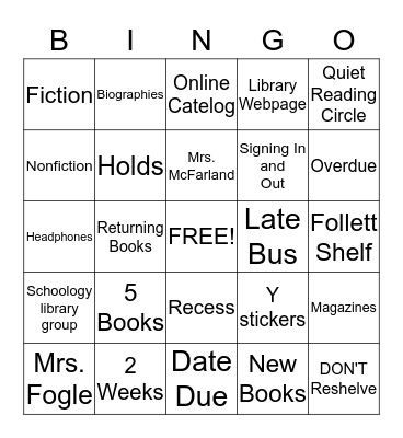 It's the Library! Bingo Card