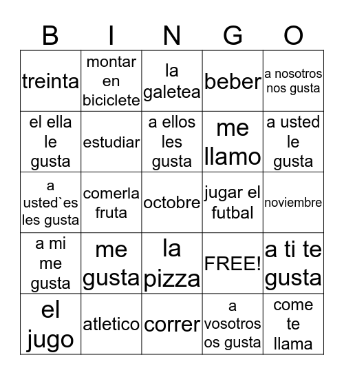 Un repaso  Bingo Card