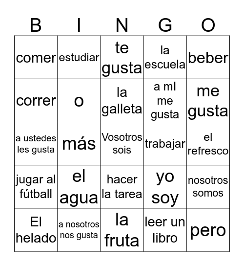 Un Repaso Bingo Card