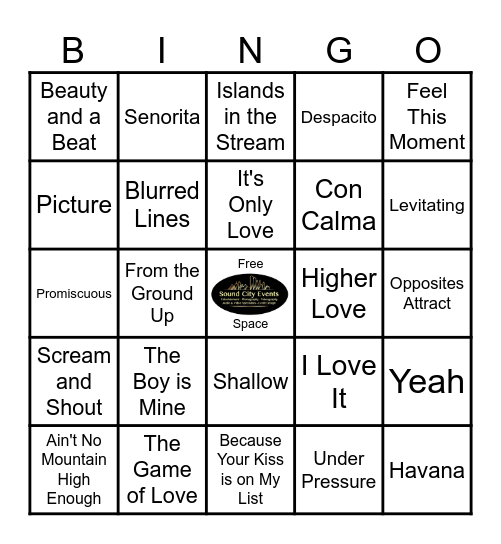 K Pub Duets Bingo Card