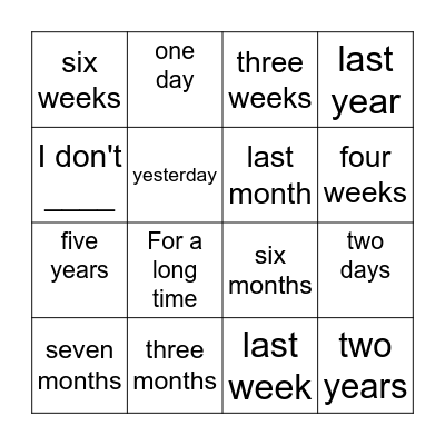 How Long Bingo Card