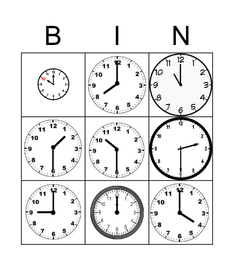 Clock Bingo :) Bingo Card