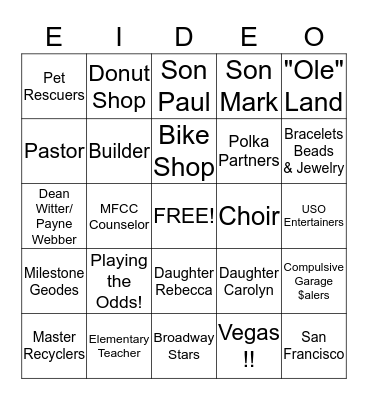 EIDE - O  BINGO Card