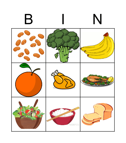 Food Bingo Card