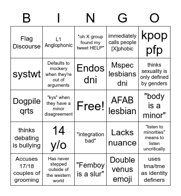 User I disagree with Bingo Card