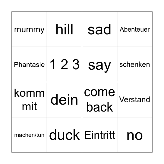 Abenteuerland Bingo Card
