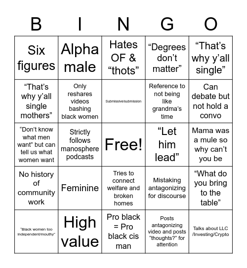 BINGO FOR DUSTY TALKING POINTS Bingo Card
