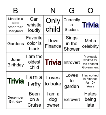 Breaking the Ice! Bingo Card