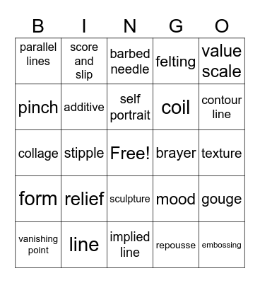 art final prep Bingo Card