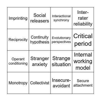 Attachment Bingo! Bingo Card