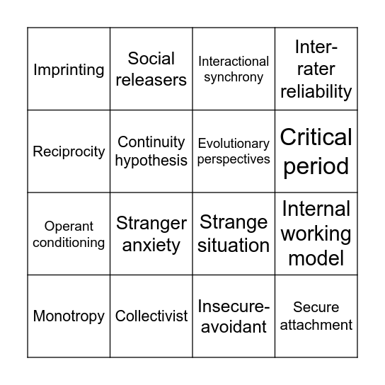 Attachment Bingo! Bingo Card