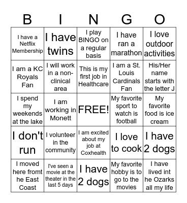 Getting to Know You BINGO! Bingo Card