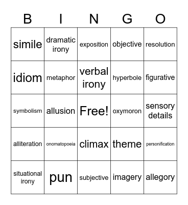 EOG Bingo Card