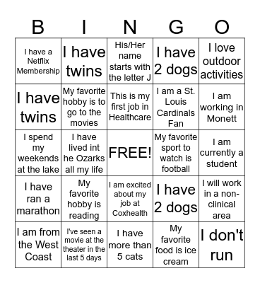 Getting to Know You BINGO! Bingo Card