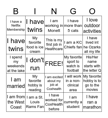 Getting to Know You BINGO! Bingo Card