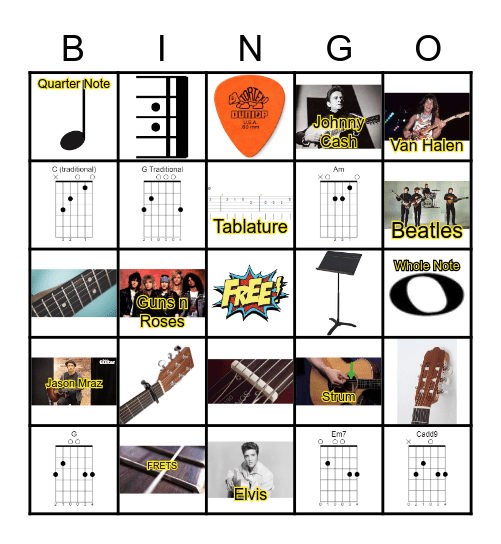 Guitar  Bingo - Mr Warnick V. 2 Bingo Card