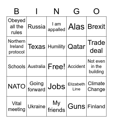 Boris Johnson lies on TV about lockdown gatherings and misdirects everyone Bingo Card