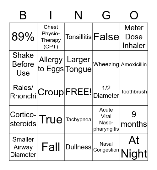 KID-O Bingo Card