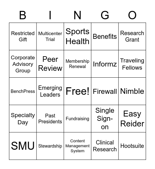 AOSSM BINGO! Bingo Card